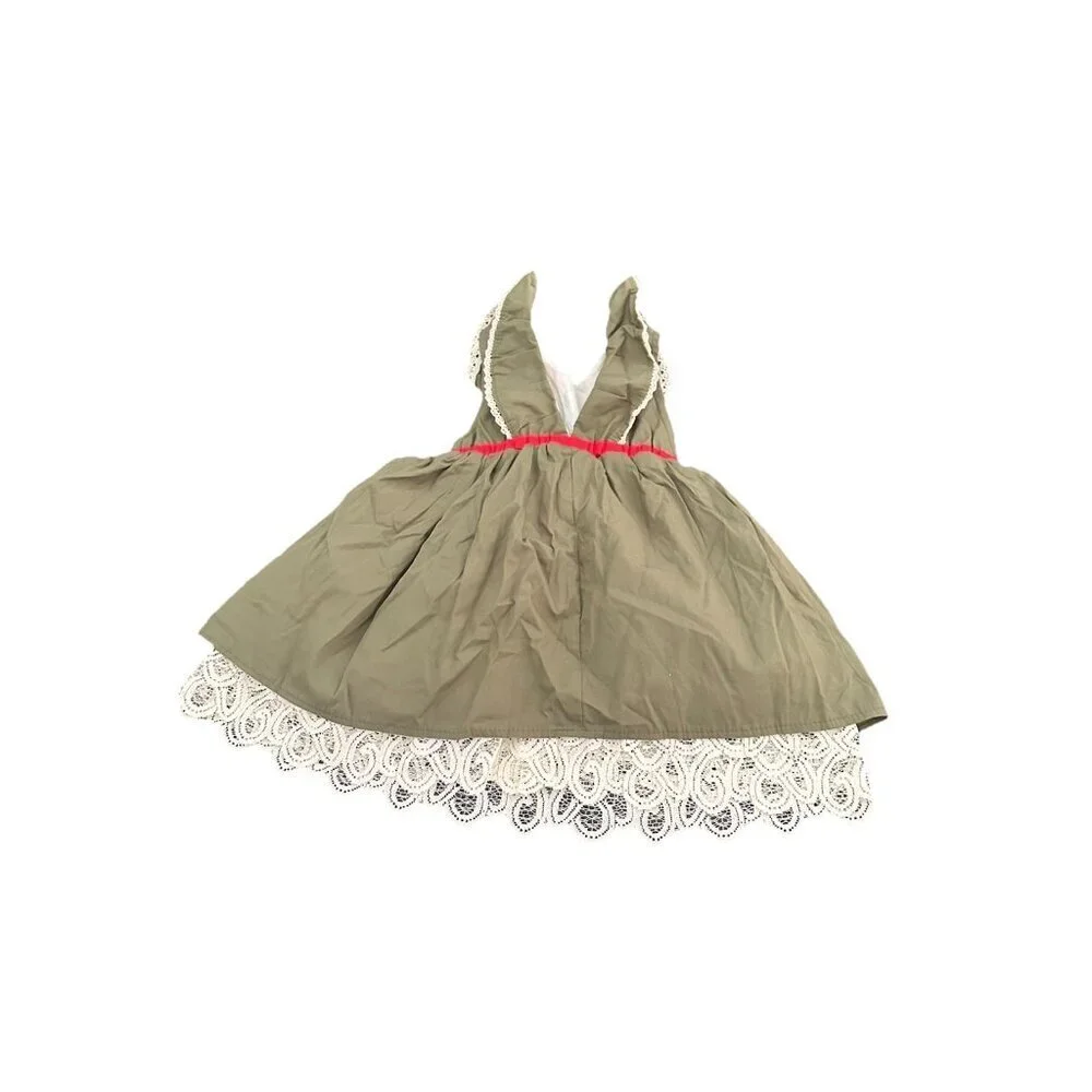 Girls Amanda Archer Co Handmade Dress Size 12-18 Months Green And Floral